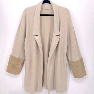 Zara Trafaluc Tan long sleeve open Jacket with Faux Fur Cuffs